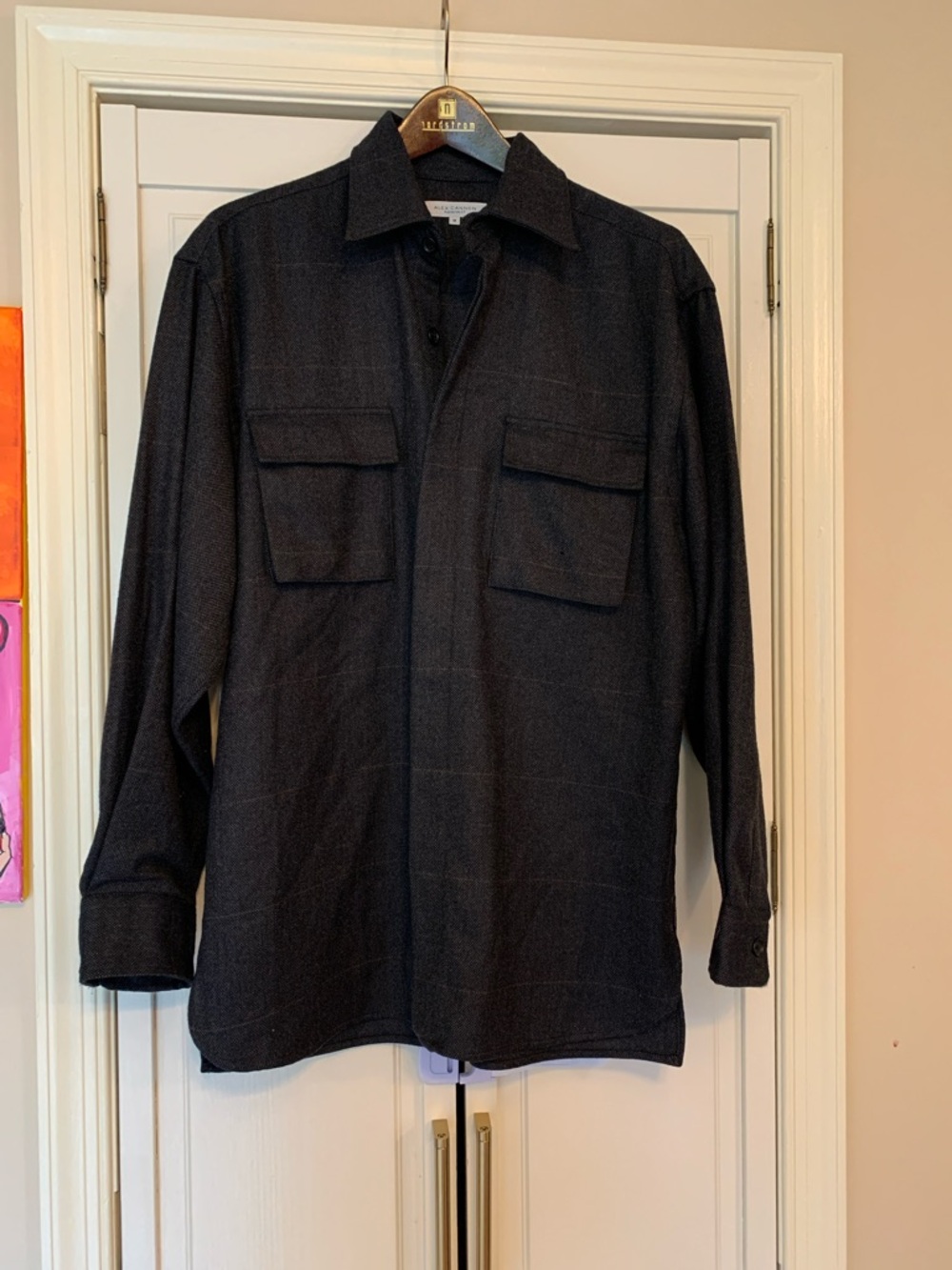 Dark Gray Wool-Blend Coat with Patch Pockets